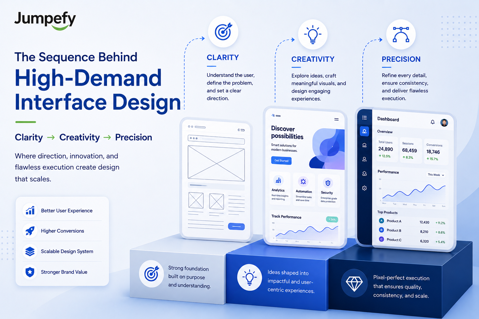 The Sequence Behind High-Demand Interface Design: Clarity → Creativity → Precision
